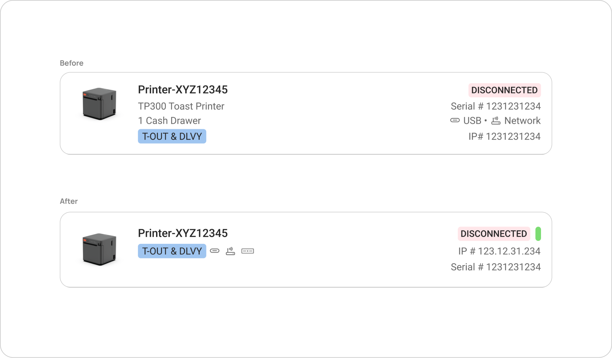 Before: alert hierarchy separated from printer details